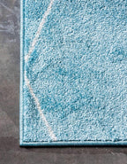 Unique Loom Trellis Frieze Collection Area Rug - Geometric (2' x 8' 8" Runner, Light Blue/ Ivory)