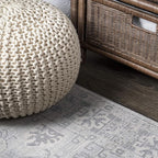JONATHAN Y Modern Vintage Medallion Light Grey 6x6 Square Indoor Area Rug, Country, Floral, Easy-Cleaning for Living Room, Bedroom, Kitchen, Pet Friendly, Non-Shedding (MDP108B-6SQ)