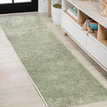 Eyely UES100O-210 Supersoft Haze Solid Low-Pile Indoor Runner Rug Casual;Contemporary;Solid;Traditional, Bedroom, Kitchen, Living Room, Easy-Cleaning, Non-Shedding, 2 X 10, Green