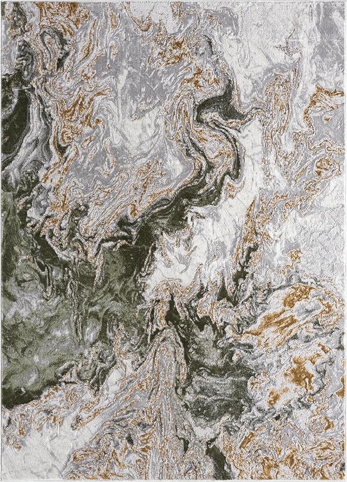 LUXE WEAVERS Marble Swirl Abstract Area Rug, Green 5x7