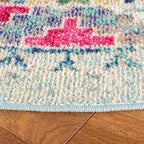SAFAVIEH Madison Collection Area Rug - 6'7" Round, Blue & Yellow, Boho Diamond Distressed Design, Non-Shedding & Easy Care, Ideal for High Traffic Areas in Living Room, Bedroom (MAD418K)