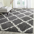SAFAVIEH Dallas Shag Collection Area Rug - 8'6" x 12', Dark Grey & Ivory, Trellis Design, Non-Shedding & Easy Care, 1.5-inch Thick Ideal for High Traffic Areas in Living Room, Bedroom (SGD257A)
