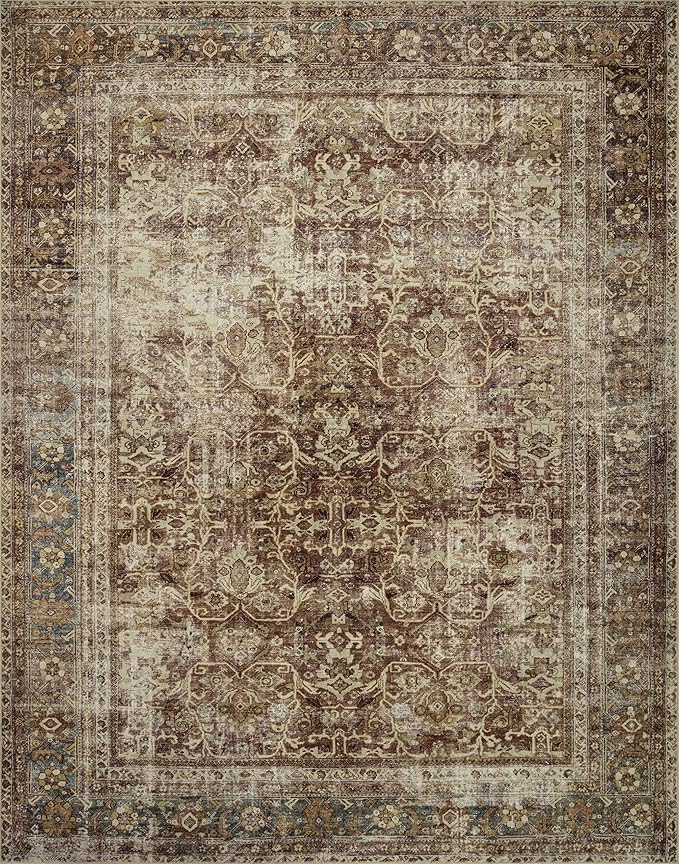 Loloi Magnolia Home by Joanna Gaines Sinclair Collection SIN-01 Rust/Lagoon 2'-0" x 5'-0", .25" Pile Height, Machine Washable, Accent Rug
