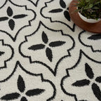 Nourison Home Nourison Essentials Ivory Black 2'2" x 7'6" Area Rug - Easy Clean, Non Shedding, Bed Room, Living Room, Dining Room, Kitchen (8' Runner)