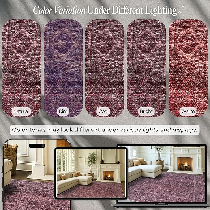 Fame Rugs Turkish Rug. Washable Vintage Oriental Antique Inspired Traditional Doormat Small Modern Area Rugs Luxury Entryway Entry Bedroom Bathroom Kitchen (395RR, 2' x 3')
