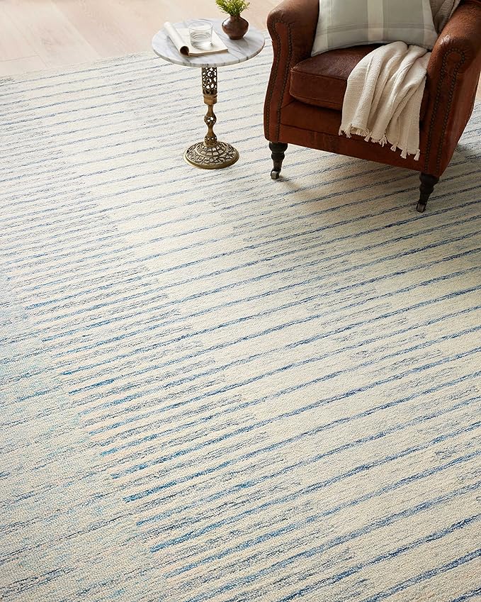 Loloi Chris Loves Julia Chris Collection CHR-01 Ivory/Denim 5'-0" x 7'-6", .50" Pile Height, Area Rug