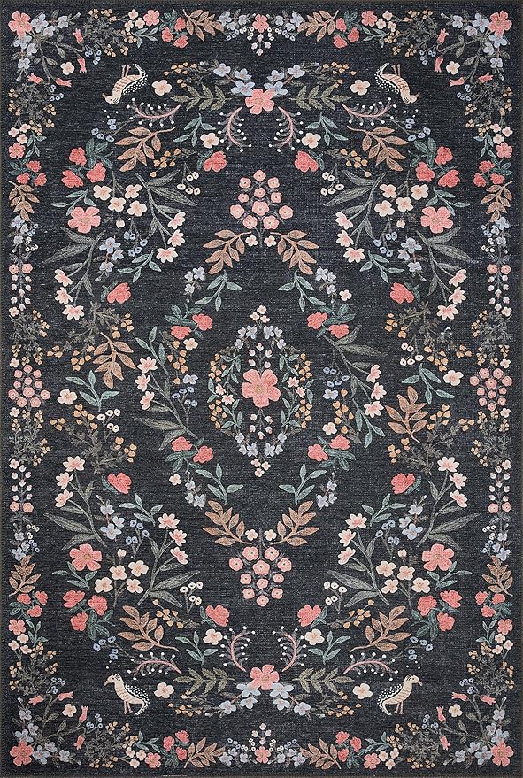 Loloi Rifle Paper Co. Maison Collection MAO-04 Tuileries Black 2'-3" x 3'-9", .19" Pile Height, Accent Rug