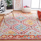 SAFAVIEH Madison Collection Accent Rug - 3' x 5', Rust & Pink, Boho Diamond Distressed Design, Non-Shedding & Easy Care, Ideal for High Traffic Areas in Entryway, Living Room, Bedroom (MAD418Q)