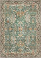 Bavni 10x14 Area Rugs for Living Room, Machine Washable Rug Lightweight Low Pile, Chenille Non Slip Rug Boho Print Decorative Carpet for Bedroom Dinning Room, Sage/Gold