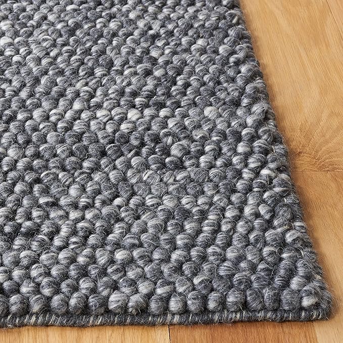 SAFAVIEH Natura Collection Runner Rug - 2'3" x 16', Dark Grey, Handmade Wool Blend, Textured Design, Ideal for Hallway, Bedroom, Foyer (NAT620H)