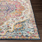 Livabliss Area Rugs - 3x7 Romaine Vintage Boho Fuchsia Mustard Blue Runner Area Rug for Living Room Bedroom - Floral Medallion Stain Resistant Carpet for Kitchen, Nursery, Office (2'7" x 7'6", Runner)