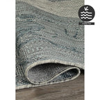 FH Home Outdoor Rug - Waterproof Easy to Clean Stain Resistant - Patio Indoor Outdoor Porch Deck Balcony Entryway - Modern Abstract - Freeport - Blue - 5ft 2in x 7ft 6in