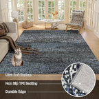 RUGSURE Washable Area Rug - 1/6 Thick - Stain & Water Resistant Non-Slip - Resistant Rug for Living Room, Bedroom, Nursery, Pet & Child Friendly, Vintage Charm Area Rugs (Darkgrey+Bule, 5' x 7')