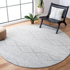 SAFAVIEH Tulum Collection Area Rug - 3' Round, Light Grey & Ivory, Moroccan Boho Tribal Design, Non-Shedding & Easy to Clean, Ideal for Entryway, Foyer, Accent Space, Bedroom (TUL272F)