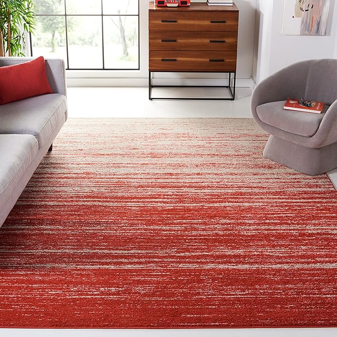 SAFAVIEH Area Rug 9x12 - Adirondack Collection - Large - Orange & Grey, Modern Ombre Design, Non Shedding & Easy to Clean, Ideal for Living Room, Bedroom, Office, Dining Space (ADR113P)