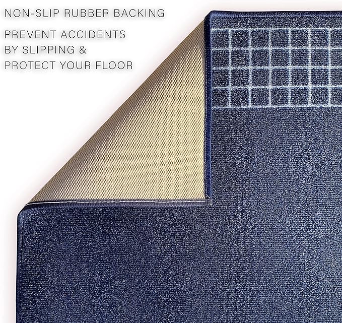 Custom Made Runner Rug for Kitchen Foyer Hallway Entry Choose Your Length 31 Inch Wide Geometric CheckeBlue Design Blue Color (25 feet x 31 Inch)