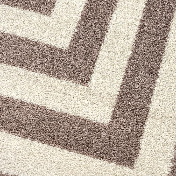Abani Contemporary Beige & Ivory 5'3" x 7'6"(5'x8') Area Rug, Contrasting Geometric Modern Stripe Symmetrical Living Room Carpet Rugs
