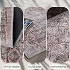 Turkish Rug. Washable Vintage Oriental Antique Inspired Traditional Doormat Small Modern Area Rugs Luxury Entryway Entry Bedroom Bathroom Kitchen (397CB, 2'5 x 6'9)