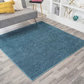 Eyely UES100H-9SQ Supersoft Haze Solid Low-Pile Indoor Area Rug, Coastal, Bohemian, Minimalist, Classic, Casual for Bedroom,Kitchen,Living Room,Non Shedding,Easy-Washing, Blue, 9' Square