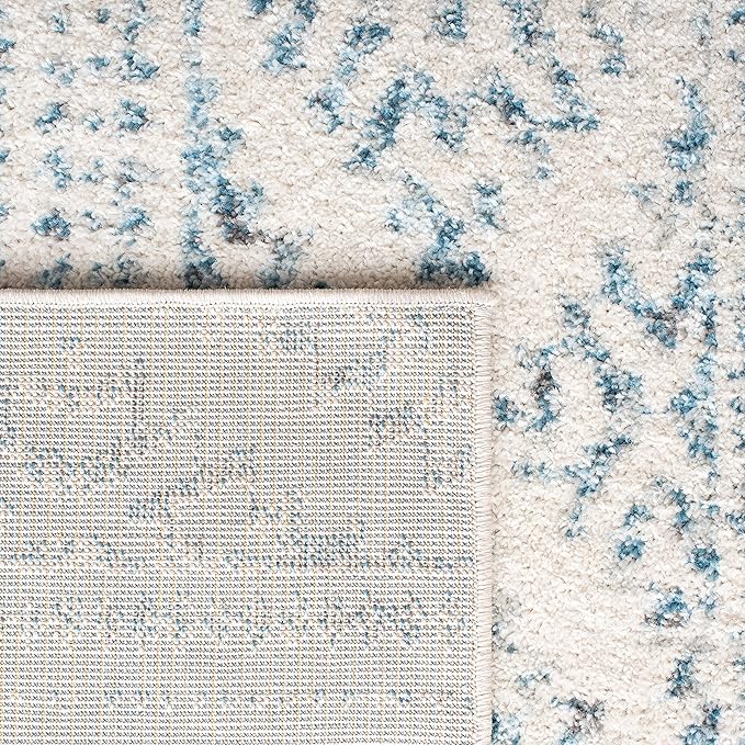 SAFAVIEH Area Rug 10x13 - Tulum Collection - Large - Ivory & Turquoise, Moroccan Boho Tribal Design, Non-Shedding & Easy to Clean, Ideal for Living Room, Bedroom, Dining Space (TUL272E)