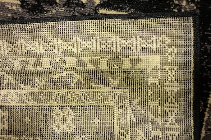 Unique Loom Taftan Collection Border Geometric Tribal Inspired Design Area Rug (2' 7 x 10' 0 Runner, Black/ Gray)