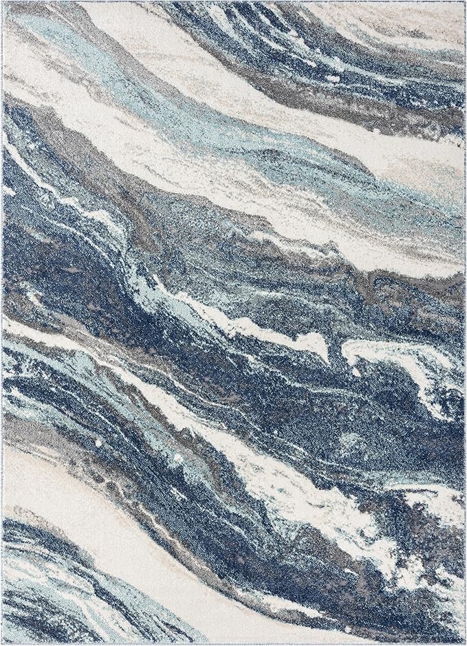 LUXE WEAVERS Lagos Collection 7983 Blue 9x12 Art Deco Area Rug