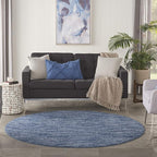 Nourison Home Nourison Essentials Navy Blue 6' x Round Area Rug - Easy Clean, Non Shedding, Bed Room, Living Room, Dining Room, Kitchen (6' x Round)