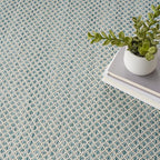 Nourison Home Courtyard Ivory Aqua 8' x Round Area Rug - Easy Clean, Non Shedding, Bed Room, Living Room, Dining Room, Kitchen (8' x Round)