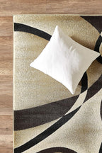GLORY RUGS Modern Area Rug 4x6 Beige Swirls Carpet Bedroom Living Room Contemporary Dining Accent Sevilla Collection 4816A (Brown)
