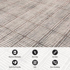 Rugshop Bohemian Stripe Lines Washable Non Slip Area Rug 2' x 4' Brown