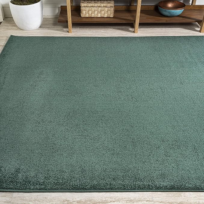 Eyely UES100L-4 Supersoft Haze Solid Low-Pile Indoor Area Rug Casual;Contemporary;Solid;Traditional, Bedroom, Kitchen, Living Room, Easy-Cleaning, Non-Shedding, 4 X 6, Emerald