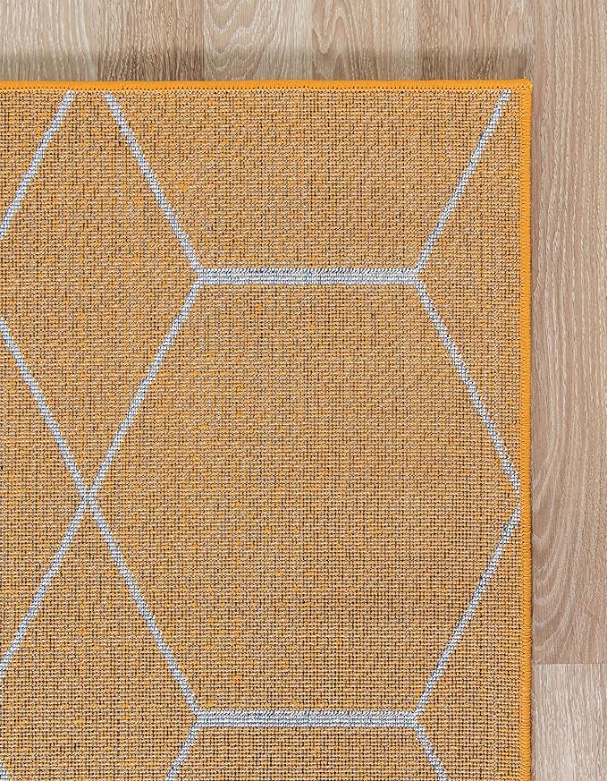 Unique Loom Trellis Frieze Collection Area Rug - Geometric (2' x 3' 1", Orange/ Ivory)
