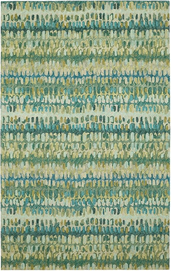 Dash and Albert Paint Chip Wool Area Rug - 5' x 8' Moss Graphic Hand Micro Hooked Accent Rug - Durable, High Traffic Areas Hallway, Living Room, Stairs