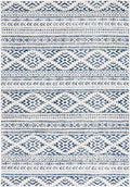 SAFAVIEH Tulum Collection Accent Rug - 2' x 5', Ivory & Navy, Moroccan Boho Tribal Design, Non-Shedding & Easy to Clean, Ideal for Front Door, Kitchen, Entryway, Foyer (TUL272D)