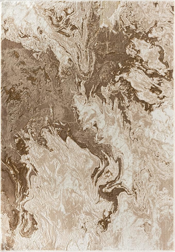 LUXE WEAVERS Marble Swirl Abstract Area Rug, Beige 4x5