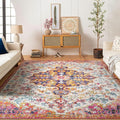 Livabliss Area Rugs - 8x10 Odelia Vintage Boho Beige Mustard Gray Area Rug for Living Room Bedroom - Floral Medallion Stain Resistant Carpet for Kitchen, Nursery, Office (7'10" x 10'3")