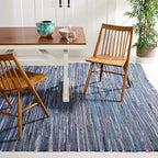 SAFAVIEH Rag Rug Collection X-Large Area Rug - 11' x 15', Ink & Multi, Handmade Boho Stripe Cotton, Ideal for High Traffic Areas in Living Room, Bedroom (RAR121C)