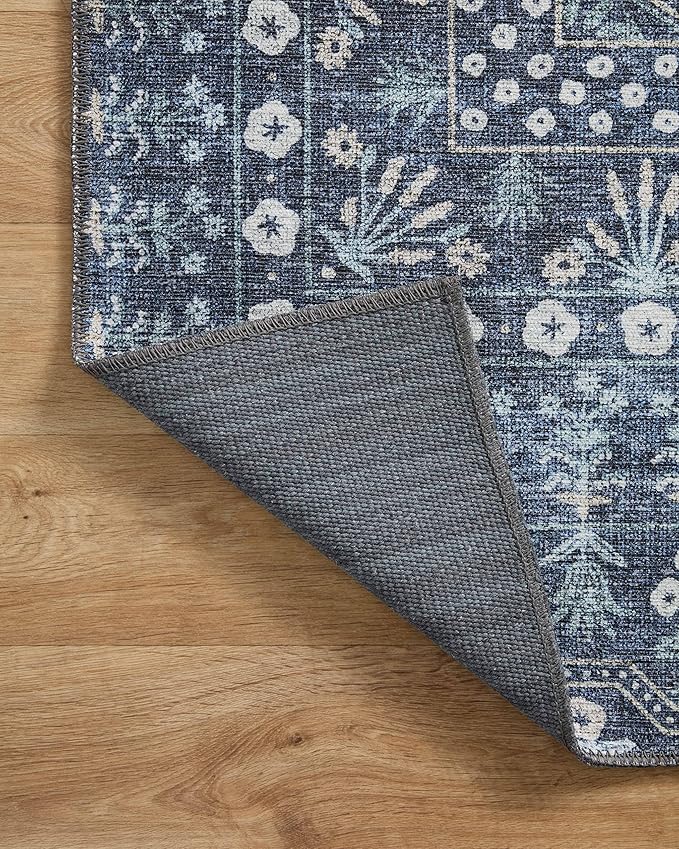 Loloi Rifle Paper Co. Maison Collection MAO-03 Rosette Blue 7'-6" x 9'-6", .19" Pile Height, Area Rug