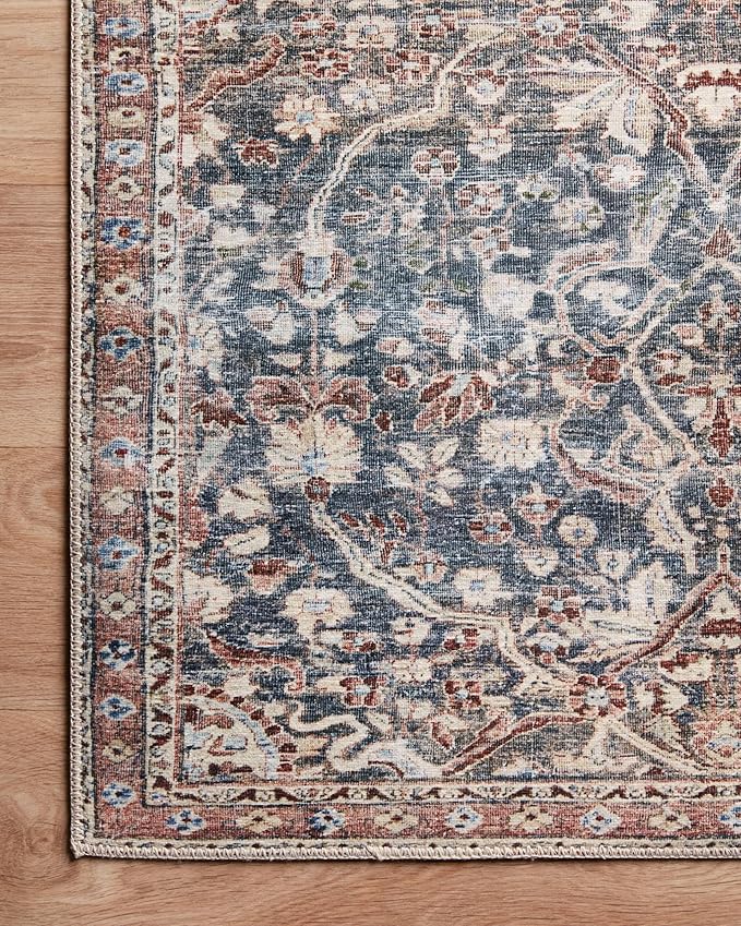 Loloi Chris Loves Julia Jules Collection JUL-06 Denim/Spice 3'-6'' x 5'-6'', .13" Pile Height, Accent Rug