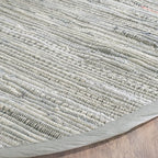 SAFAVIEH Rag Rug Collection 8' Round Grey RAR121A Handmade Boho Stripe Cotton Area Rug