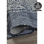 FH Home Outdoor Area Rug - Waterproof Easy to Clean Stain Resistant - Patio Indoor Outdoor Porch Deck Balcony Entryway - Boho Moroccan - Ariana - Blue - 7ft 10in x 10ft 9in