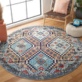 SAFAVIEH Madison Collection 6'7" Round Orange/Beige MAD418P Boho Diamond Distressed Non-Shedding Entryway Foyer Living Room Bedroom Kitchen Area Rug