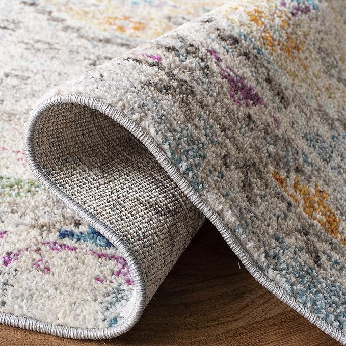 SAFAVIEH Madison Collection Runner Rug - 2'2" x 10', Grey & Yellow, Boho Diamond Distressed Design, Non-Shedding & Easy Care, Ideal for High Traffic Areas in Living Room, Bedroom (MAD418F)