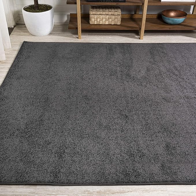 Eyely UES100I-9 Supersoft Haze Solid Low-Pile Indoor Area Rug Casual;Contemporary;Solid;Traditional, Bedroom, Kitchen, Living Room, Easy-Cleaning, Non-Shedding, 9 X 12, Black