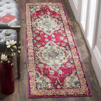 SAFAVIEH Monaco Collection Runner Rug - 2'2" x 16', Pink & Multi, Boho Chic Medallion Distressed Design, Non-Shedding & Easy Care, Ideal for High Traffic Areas in Living Room, Bedroom (MNC243D)