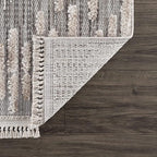 Hauteloom Poydras Farmhouse Living Room Bedroom Modern Moroccan Area Rug - Soft Shaggy High Low Carpet - High Pile - Bohemian, Boho - Gray, Beige, Cream - 9'2" x 12'