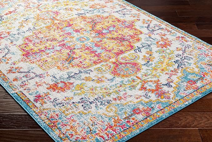 Livabliss Odelia Vintage Bohemian Area Rug,9' x 12'6",Orange/Aqua
