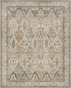 GENIMO 6x9 Area Rugs for Living Room, Machine Washable Low Pile Rugs, Chenille Non Alip Vintage Rug for Bedroom, Dining Room, Home Office, Beige Khaki