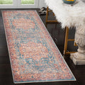 GLN Rugs Traditional Collection - Machine Washable Area Rug, Traditional Washable, Non Slip, Low Pile Chenille Rug, Living Room, Bedroom, Kitchen Rug (2'6" x 7' Terra/Green)
