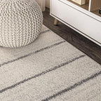 JONATHAN Y Williamsburg Minimalist Stripe Cream/Gray Indoor Area Rug, 5x8, Contemporary, Modern, Easy-Cleaning for Living Room, Bedroom, Kitchen, Pet Friendly, Non-Shedding (MOH201A-5)